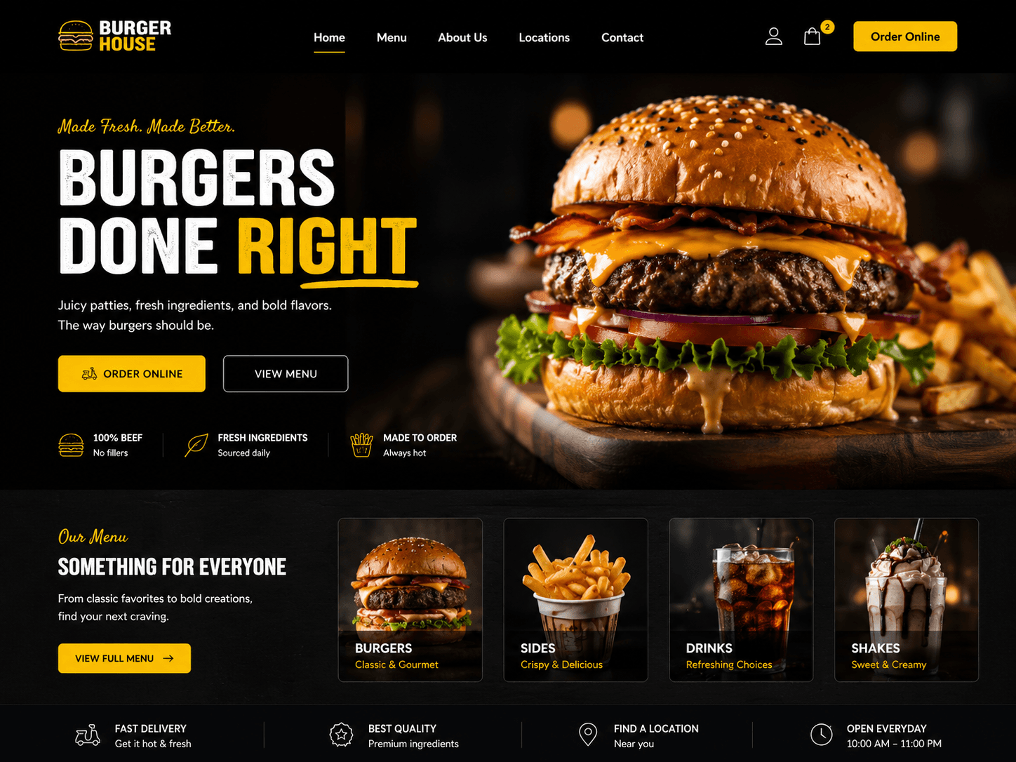 Burger House — restaurant website preview