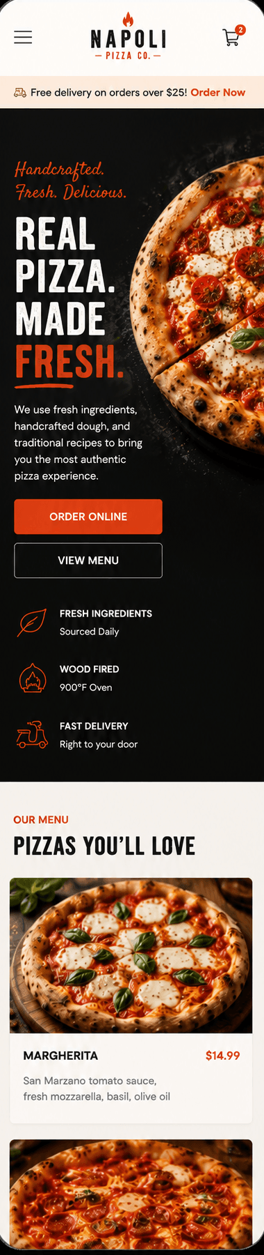 Napoli Pizza Co. — branded mobile app preview